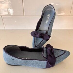 NWOT Vivaia Michelle Pointed-Toe Bow Loafers